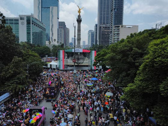 48th Annual LGBTIQ+ Pride Parade in Mexico City Members of the LGBTQ+ community taking part in the 48th annual Pride Parade at the Angel of Independence monument in Mexico City, Mexico. This year s march highlights demands for increased security, an end to hate crimes, and the legal recognition of transfemicides amidst a reported rise in violence against the community nationwide. on June 27, 2026 in Mexico City, Mexico. (Photo by Carlos Santiago Eyepix Group) Copyright: xCarlosxSantiago xEyepixxGroupx CS_27062026_189356