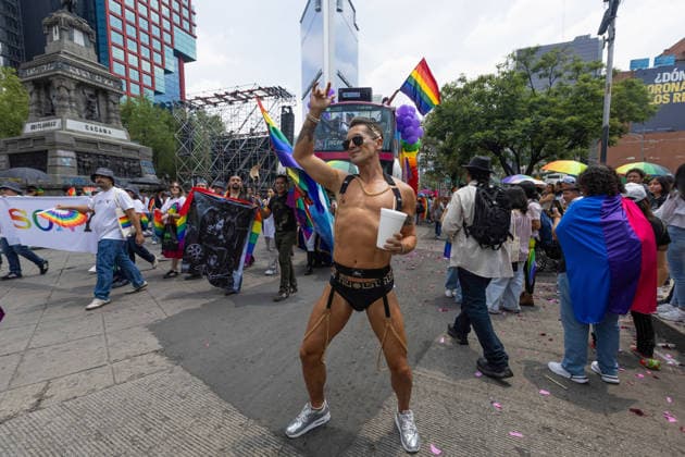 June 27, 2026, Mexico City, Mexico: Thousands of people took part in the 48th LGBTIQ+ Pride March in Mexico City, which marched from Paseo de la Reforma to the Zocalo under the slogan In the eyes of the world, my struggle is your struggle. Equality, peace and solidarity. Mexico City Mexico - ZUMAl178 20260627_znp_l178_046 Copyright: xCristianxLeyvax