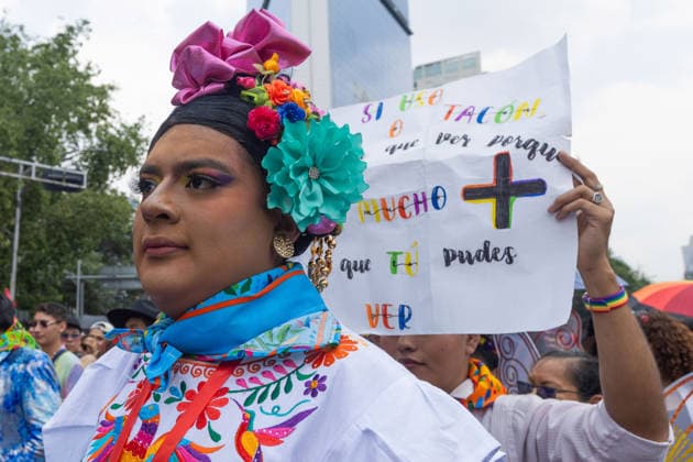 June 27, 2026, Mexico City, Mexico: Thousands of people took part in the 48th LGBTIQ+ Pride March in Mexico City, which marched from Paseo de la Reforma to the Zocalo under the slogan In the eyes of the world, my struggle is your struggle. Equality, peace and solidarity. Mexico City Mexico - ZUMAl178 20260627_znp_l178_053 Copyright: xCristianxLeyvax