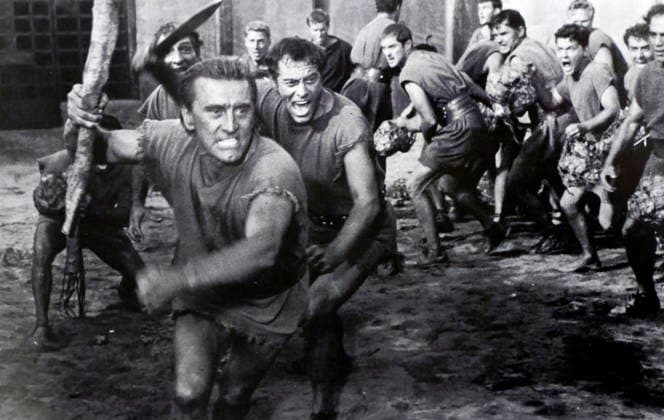 RECORD DATE NOT STATED Kirk Douglas in Spartacus Spartacus is a 1960 American epic historical drama film, directed by Stanley Kubrick. The screenplay by Dalton Trumbo was based on the novel Spartacus by Howard Fast. It was inspired by the life story of the leader of a slave revolt in antiquity Kirk Douglas (born December 9, 1916) is an American actor Editorial use only. All other uses to be cleared with the copyright owner (World History Archive), in advance., WHA_119_0033.jpg, Spartacus; Stanley Kubrick; Dalton Trumbo; Howard Fast; Kirk Douglas; American epic film; historical drama; slave revolt; antiquity; leader; novel adaptation; 1960; Hollywood; actor; director; screenplay; inspiration; rebellion; Roman Empire; gladiator; freedom fight Copyright: xx