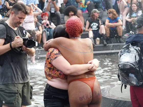 June 27, 2026, Manhattan, New York, United States: New York, New York June 27, 2026.. The NYC Dyke March is a demonstration of First Amendment right to protest and takes place without permits or sponsors. The march is organized by and for the Dyke community to fight for rights, safety, and visibility..Tens of thousands of Dykes take the streets each year celebrating diverse lives, highlighting presence, and protesting the discrimination, harassment, and violence in daily life. Manhattan United States - ZUMAc308 20260627_znp_c308_021 Copyright: xSamanthaxCotlerx