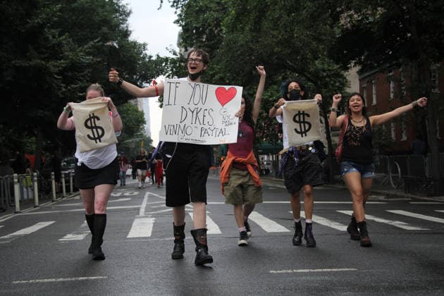 June 27, 2026, Manhattan, New York, United States: New York, New York June 27, 2026.. The NYC Dyke March is a demonstration of First Amendment right to protest and takes place without permits or sponsors. The march is organized by and for the Dyke community to fight for rights, safety, and visibility..Tens of thousands of Dykes take the streets each year celebrating diverse lives, highlighting presence, and protesting the discrimination, harassment, and violence in daily life. Manhattan United States - ZUMAc272 20260627_znp_c272_007 Copyright: xEmilyxCotlerx