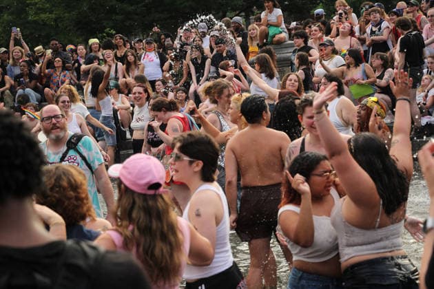June 27, 2026, Manhattan, New York, United States: New York, New York June 27, 2026.. The NYC Dyke March is a demonstration of First Amendment right to protest and takes place without permits or sponsors. The march is organized by and for the Dyke community to fight for rights, safety, and visibility..Tens of thousands of Dykes take the streets each year celebrating diverse lives, highlighting presence, and protesting the discrimination, harassment, and violence in daily life. Manhattan United States - ZUMAc272 20260627_znp_c272_015 Copyright: xEmilyxCotlerx