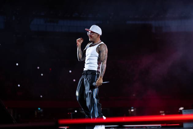 June 27, 2026, Naples, Italy: Emanuele Palumbo aka Geolier, performs live on stage at Diego Armando Maradona Stadium during the Geolier STADI 2026 Tour. Naples Italy  - ZUMAs197 20260627_aaa_s197_179 Copyright: xAndreaxGulx
