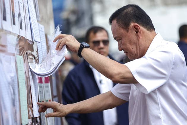 June 28, 2026, Bangkok, Bangkok, Thailand: Former Thai Prime Minister Thaksin Shinawatra voted in the Bangkok governor s election for the first time in 20 years after spending years in self-imposed exile, during which he was unable to return to Thailand, in Bangkok on June 28, 2026. Bangkok Thailand  - ZUMAp219 20260628_zip_p219_005 Copyright: xNattaphonxPhanphongsanonx