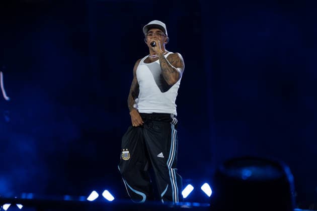 June 27, 2026, Naples, Italy: Emanuele Palumbo aka Geolier, performs live on stage at Diego Armando Maradona Stadium during the Geolier STADI 2026 Tour. Naples Italy - ZUMAs197 20260627_aaa_s197_154 Copyright: xAndreaxGulx