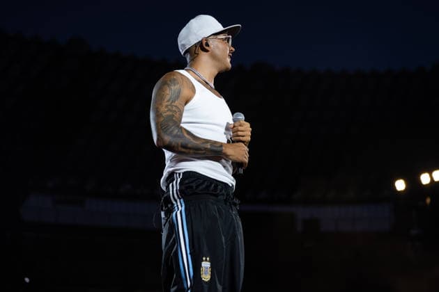 June 27, 2026, Naples, Italy: Emanuele Palumbo aka Geolier, performs live on stage at Diego Armando Maradona Stadium during the Geolier STADI 2026 Tour. Naples Italy - ZUMAs197 20260627_aaa_s197_157 Copyright: xAndreaxGulx