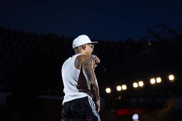 June 27, 2026, Naples, Italy: Emanuele Palumbo aka Geolier, performs live on stage at Diego Armando Maradona Stadium during the Geolier STADI 2026 Tour. Naples Italy - ZUMAs197 20260627_aaa_s197_159 Copyright: xAndreaxGulx