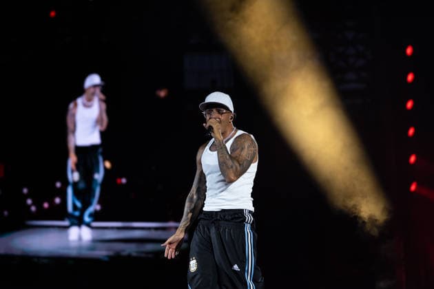 June 27, 2026, Naples, Italy: Emanuele Palumbo aka Geolier, performs live on stage at Diego Armando Maradona Stadium during the Geolier STADI 2026 Tour. Naples Italy - ZUMAs197 20260627_aaa_s197_167 Copyright: xAndreaxGulx