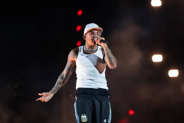 June 27, 2026, Naples, Italy: Emanuele Palumbo aka Geolier, performs live on stage at Diego Armando Maradona Stadium during the Geolier STADI 2026 Tour. Naples Italy - ZUMAs197 20260627_aaa_s197_171 Copyright: xAndreaxGulx