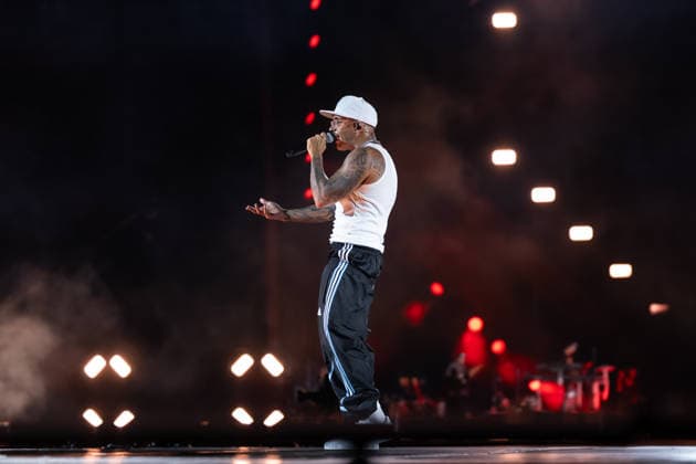 June 27, 2026, Naples, Italy: Emanuele Palumbo aka Geolier, performs live on stage at Diego Armando Maradona Stadium during the Geolier STADI 2026 Tour. Naples Italy - ZUMAs197 20260627_aaa_s197_174 Copyright: xAndreaxGulx