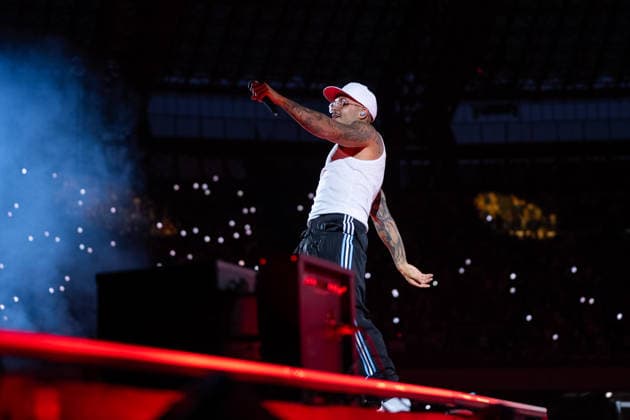 June 27, 2026, Naples, Italy: Emanuele Palumbo aka Geolier, performs live on stage at Diego Armando Maradona Stadium during the Geolier STADI 2026 Tour. Naples Italy - ZUMAs197 20260627_aaa_s197_185 Copyright: xAndreaxGulx