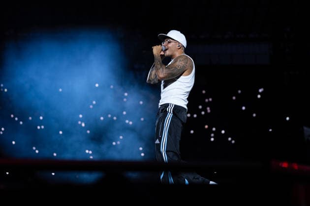 June 27, 2026, Naples, Italy: Emanuele Palumbo aka Geolier, performs live on stage at Diego Armando Maradona Stadium during the Geolier STADI 2026 Tour. Naples Italy - ZUMAs197 20260627_aaa_s197_186 Copyright: xAndreaxGulx