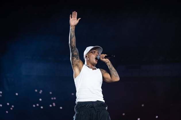 June 27, 2026, Naples, Italy: Emanuele Palumbo aka Geolier, performs live on stage at Diego Armando Maradona Stadium during the Geolier STADI 2026 Tour. Naples Italy - ZUMAs197 20260627_aaa_s197_189 Copyright: xAndreaxGulx