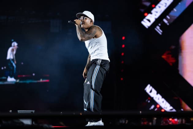 June 27, 2026, Naples, Italy: Emanuele Palumbo aka Geolier, performs live on stage at Diego Armando Maradona Stadium during the Geolier STADI 2026 Tour. Naples Italy - ZUMAs197 20260627_aaa_s197_190 Copyright: xAndreaxGulx