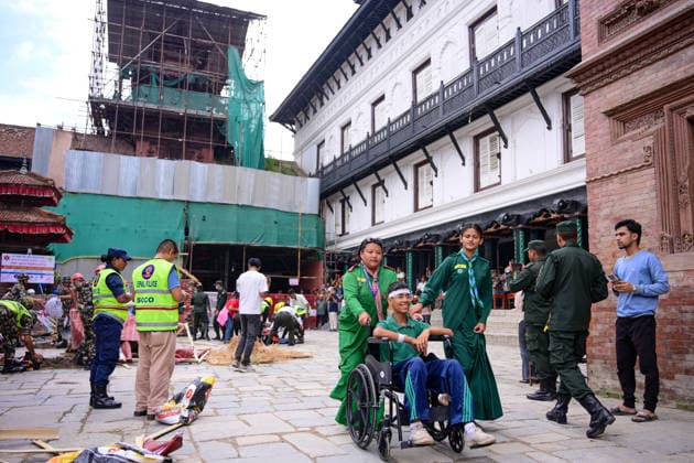 June 28, 2026, Kathmandu, Bagmati, Nepal: KATHMANDU, NEPAL Ã¢â‚¬ 28 JUNE 2026: Personnel from the Nepal Army, Nepal Police, Nepal Traffic Police, Armed Police Force (APF), Kathmandu Metropolitan City, Nepal Scouts, and the Nepal Red Cross Society participate in a joint multi-agency disaster response simulation exercise at Hanuman Dhoka Durbar Square in Kathmandu, Nepal, on June 28, 2026. The exercise included coordinated demonstrations of earthquake and fire emergency response, urban search and rescue, casualty evacuation, firefighting, first aid, and other disaster management operations aimed at strengthening inter-agency preparedness and public awareness. Kathmandu Nepal  - ZUMAs330 20260628_zsp_s330_007 Copyright: xSafalxPrakashxShresthax