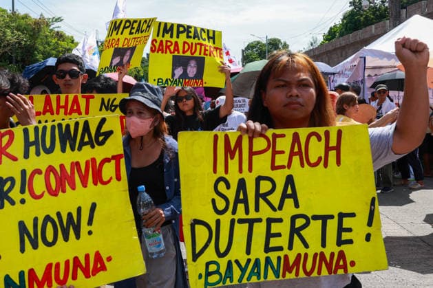 Anti-corruption rally in Philippines demands VP Sara Duterte s impeachment METRO MANILA, PHILIPPINES - JUNE 28: People take part in an anti-corruption rally a few days before the impeachment trial of Vice President Sara Duterte in Quezon City, Metro Manila, Philippines, on June 28, 2026. The rally is organized by interfaith groups, including Catholic and Muslim leaders, to demand better governance, electoral reforms, an end to corruption, and the successful impeachment of Vice President Sara Duterte, whose trial is scheduled to begin at the Senate on July 6. Daniel Ceng Anadolu Meto Manila Philippines. Editorial use only. Please get in touch for any other usage.  Copyright: x2026xAnadoluxDanielxCengx