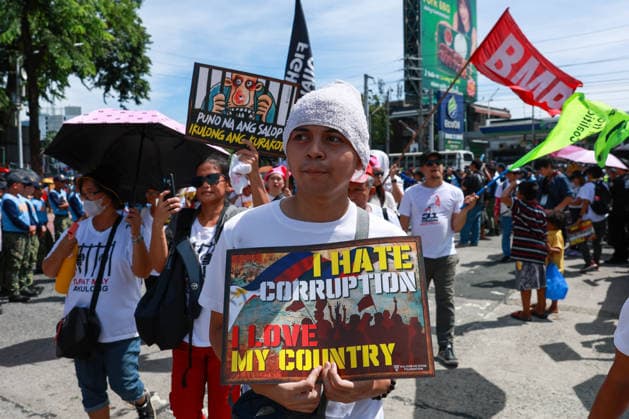 Anti-corruption rally in Philippines demands VP Sara Duterte s impeachment METRO MANILA, PHILIPPINES - JUNE 28: People holding placards reading I Hate Corruption, I Love My Country take part in an anti-corruption rally a few days before the impeachment trial of Vice President Sara Duterte in Quezon City, Metro Manila, Philippines, on June 28, 2026. Organized by interfaith groups, including Muslim, Catholic and other Christian leaders, the rally drew thousands of people calling for better governance, electoral reforms, an end to corruption, and the impeachment of Vice President Sara Duterte, whose trial is scheduled to begin at the Senate on July 6. Daniel Ceng Anadolu Meto Manila Philippines. Editorial use only. Please get in touch for  Copyright: x2026xAnadoluxDanielxCengx