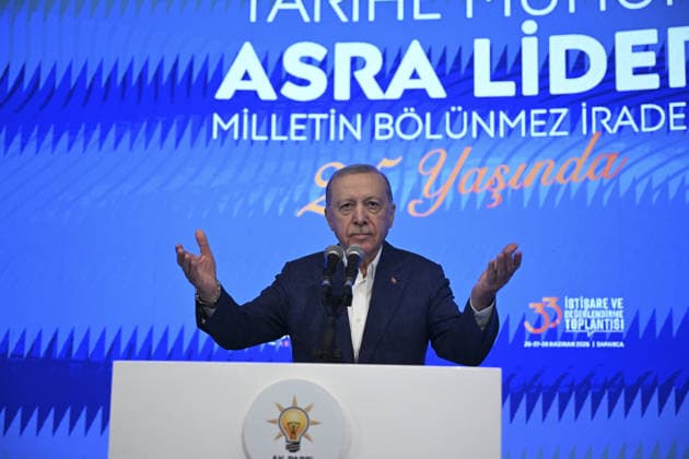 AK Party s 33rd Consultation and Evaluation Meeting in Sakarya SAKARYA, TURKIYE - JUNE 28: Turkish President and Justice and Development (AK) Party Chairman Recep Tayyip Erdogan participates in the closing ceremony of his party s 33rd Consultation and Evaluation Meeting held in the Sapanca district of Sakarya, Turkiye, on June 28, 2026. Dogukan Keskinkilic Anadolu Sakarya Turkey. Editorial use only. Please get in touch for any other usage.  Copyright: x2026xAnadoluxDogukanxKeskinkilicx