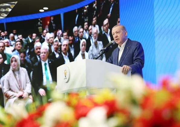 AK Party s 33rd Consultation and Evaluation Meeting in Sakarya SAKARYA, TURKIYE - JUNE 28: (----EDITORIAL USE ONLY - MANDATORY CREDIT - TURKISH PRESIDENCY MURAT CETINMUHURDAR HANDOUT - NO MARKETING NO ADVERTISING CAMPAIGNS - DISTRIBUTED AS A SERVICE TO CLIENTS----) Turkish President and AK Party Chairman Recep Tayyip Erdogan delivers a speech during the closing program of the 33rd Consultation and Evaluation Meeting of the Justice and Development (AK) Party in Sapanca district of Sakarya, Turkiye, on June 28, 2026. Turkish Presidency Mustafa Kamaci Anadolu Sakarya Turkey. Editorial use only. Please get in touch for any other usage.  Copyright: x2026xAnadoluxTurkishxPresidency MustafaxKamacix