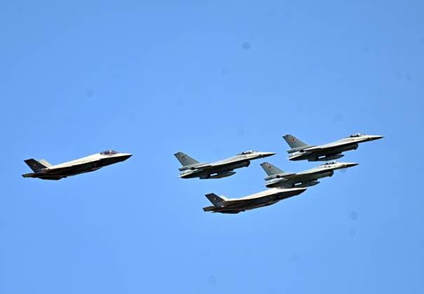 Belgian Air Force Days FLORENNES, BELGIUM - JUNE 28: F-35 Lightning II and F-16 Fighting Falcon aircraft of the Belgian Air Force perform a joint demonstration flight within the scope of the Belgian Air Force Days at Florennes Air Base in Florennes, Belgium on June 28, 2026. Dursun Aydemir Anadolu Brussels Belgium. Editorial use only. Please get in touch for any other usage.  Copyright: x2026xAnadoluxDursunxAydemirx