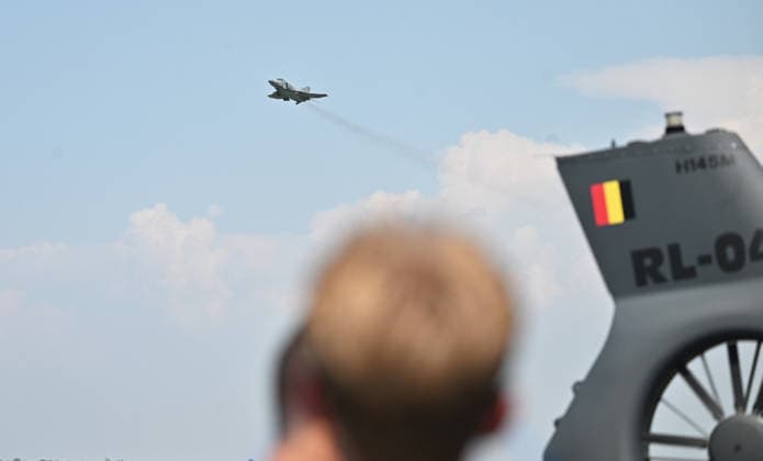 Belgian Air Force Days FLORENNES, BELGIUM - JUNE 28: An aerial demonstration is performed within the scope of the Belgian Air Force Days at Florennes Air Base in Florennes, Belgium on June 28, 2026. Dursun Aydemir Anadolu Brussels Belgium. Editorial use only. Please get in touch for any other usage.  Copyright: x2026xAnadoluxDursunxAydemirx