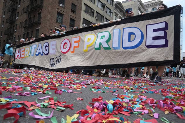June 28, 2026, New Yok, New York, USA: Annual NYC Pride March on June 28, 2026 in New York. NYC s Pride March began as a demonstration honoring the 1969 Stonewall Riots, has evolved into a global symbol of LGBTQIA+ resilience, unity and activism. New Yok USA  - ZUMAb148 20260628_zap_b148_028 Copyright: xBryanxSmithx