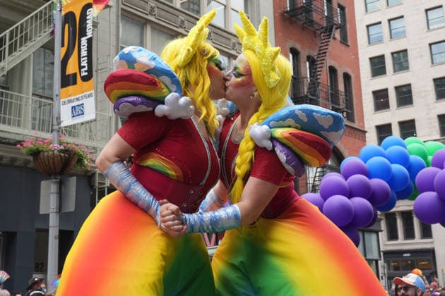 June 28, 2026, New Yok, New York, USA: Women on stilts march in the Annual NYC Pride March on June 28, 2026 in New York. NYC s Pride March began as a demonstration honoring the 1969 Stonewall Riots, has evolved into a global symbol of LGBTQIA+ resilience, unity and activism. New Yok USA  - ZUMAb148 20260628_zap_b148_059 Copyright: xBryanxSmithx