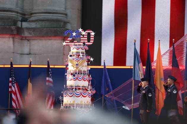 USA 250 Years of Independance BRUSSELS, BELGIUM - JUNE 28 : Illustration picture to celebrate the 250 years of independance of the United States of America at the Cinquentenaire park pictured on June 28, 2026 in Brussels, Belgium, 28-06-26 Brussels Belgium  Copyright: xXpix