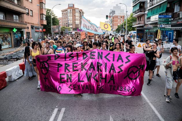 Plataforma Orgullo Crítico organizes a demonstration Against Colonial Capitalism in Madrid. Dozens of people participated in the Critical Pride March on June 28, 2026, in Madrid, Spain. The demonstration was organized by the Critical Pride Platform under the slogan Against Colonial Capitalism with the aim of demonstrating that diversity is one and that the LGBTIQA struggle must be accessible, transformative, and for everyone, leaving no one behind. JUNE 28, 2026 Diego Radamé Madrid, Spain  Copyright: xDiegoxRadamÃ sx 7629048
