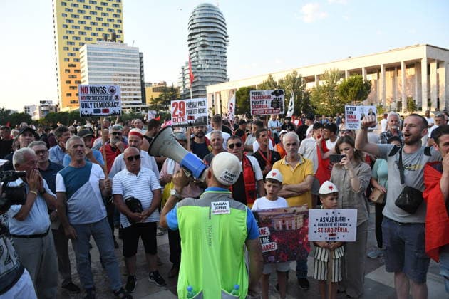 Protests in Albania hit 29th day over controversial Kushner-linked tourism project TIRANA, ALBANIA - JUNE 28: Protesters gather at Skanderbeg Square carrying banners and signs with the slogan Albania is not for sale during a demonstration on its 29th day against a planned tourism project in the Zvernec region of Vlora, in Tirana, Albania on June 28, 2026. Protesters later marched with Albanian flags to the Prime Ministry building on Martyrs of the Nation Boulevard to voice opposition against the sale of a coastal area in Zvernec, which is allegedly linked to Jared Kushner and Ivanka Trump, daughter of US President Donald Trump. Olsi Shehu Anadolu Tirana Albania. Editorial use only. Please get in touch for any other usage.  Copyright: x2026xAnadoluxOlsixShehux