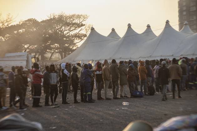 Malawian migrants wait to return home amid anti-foreigner protests in South Africa DURBAN, SOUTH AFRICA - JUNE 28: Malawian migrants wait to be registered by South African immigration officials to return to their home country, amid ongoing anti-foreigner protests and rising security concerns across South Africa, in Durban, South Africa on June 28, 2026. Ihsaan Haffejee Anadolu Durban South Africa. Editorial use only. Please get in touch for any other usage.  Copyright: x2026xAnadoluxIhsaanxHaffejeex