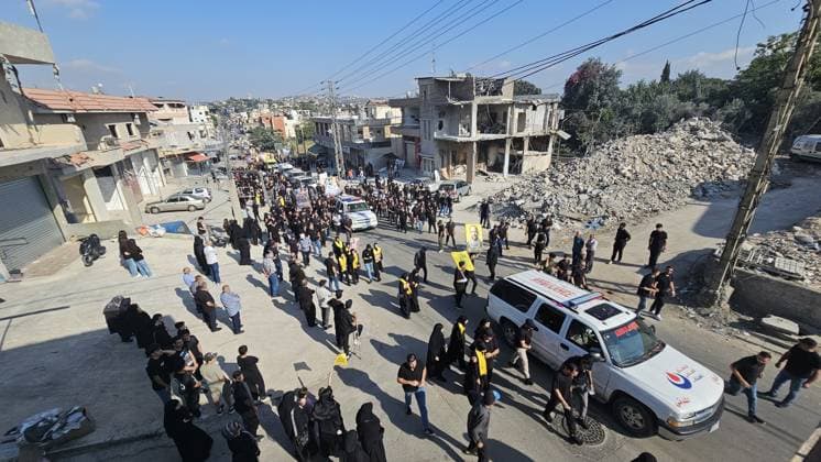 Symbolic funeral held for 61 Hezbollah members killed in Israeli attacks NABATIEH, LEBANON - JUNE 28: People attend a symbolic funeral ceremony for 61 Hezbollah members killed in Israeli attacks, in Dweir village of Nabatieh Governorate, southern Lebanon on June 28, 2026. Mohamad Zanaty Anadolu Nabatieh Lebanon. Editorial use only. Please get in touch for any other usage.  Copyright: x2026xAnadoluxMohamadxZanatyx
