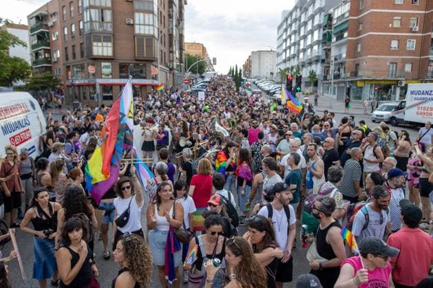 Critical Pride March Takes Place in Madrid MADRID, SPAIN JUNE 28, 2026: Participants take part in the Critical Pride March in central Madrid, Spain, on June 28, 2026. The demonstration, held under the slogan Against the colonial capitalism that massacres us, brought together activists and members of the LGBTQ+ community calling for social justice, equality and solidarity with marginalized communities. Madrid MADRID Spain Copyright: x xC.xCarvajalx xJNAxPressx