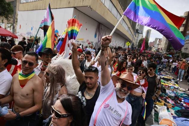 Official Gay Pride March BOGOTÃ, COLOMBIA JUNE 28, 2026: In Bogota, thousands of people participate in two distinct protests on Pride Day: the official march and the so-called contra-marcha. It emerged during the 2021 social uprising. It was created to assert that Pride Day is not a celebration but a protest, declaring itself against the commercialization of the day, to defend the rights of the LGBTQ+ community, and to demand justice for the murders of LGBTQ+ people, which totaled 270 across the country in 2025. BogotÃ Colombia Copyright: x xAntonioxCasciox xJNAxPressx