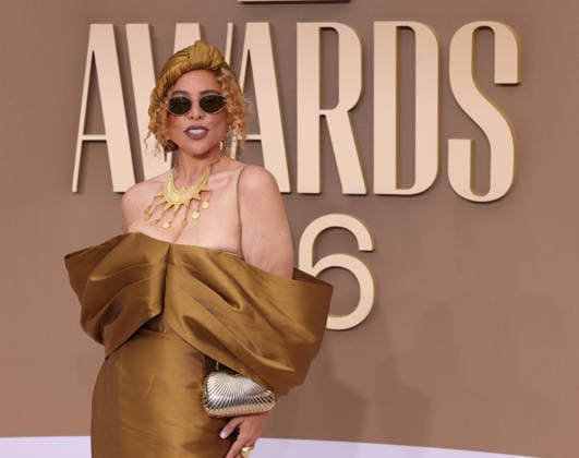 Dominique Dawson arrives on the red carpet for 26th annual BET Awards live telecast at the Peacock Theater in Los Angeles on Sunday, June 28, 2026. The BET Awards honors Black entertainers and other people of color in music, film, sports and philanthropy.  LAP20260628270 GREGxGRUDT