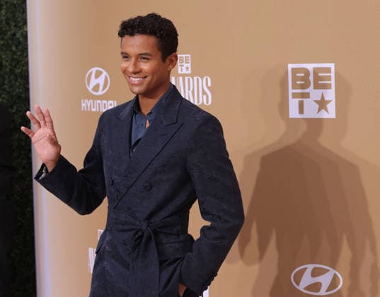 Jaafar Jackson arrives on the red carpet for 26th annual BET Awards live telecast at the Peacock Theater in Los Angeles on Sunday, June 28, 2026. The BET Awards honors Black entertainers and other people of color in music, film, sports and philanthropy.  LAP20260628281 GREGxGRUDT