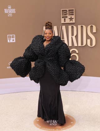 Queen Latifah arrives on the red carpet for 26th annual BET Awards live telecast at the Peacock Theater in Los Angeles on Sunday, June 28, 2026. The BET Awards honors Black entertainers and other people of color in music, film, sports and philanthropy.  LAP20260628364 GREGxGRUDT