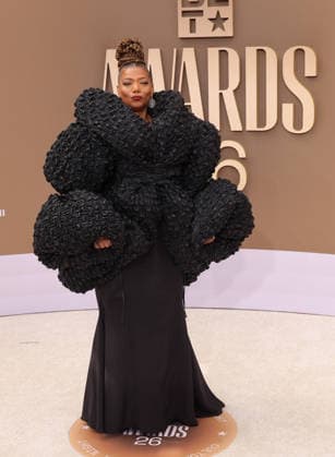 Queen Latifah arrives on the red carpet for 26th annual BET Awards live telecast at the Peacock Theater in Los Angeles on Sunday, June 28, 2026. The BET Awards honors Black entertainers and other people of color in music, film, sports and philanthropy.  LAP20260628368 GREGxGRUDT