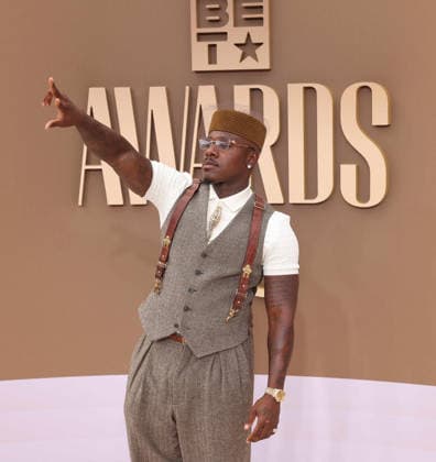 DaBaby arrives on the red carpet for 26th annual BET Awards live telecast at the Peacock Theater in Los Angeles on Sunday, June 28, 2026. The BET Awards honors Black entertainers and other people of color in music, film, sports and philanthropy.  LAP20260628372 GREGxGRUDT