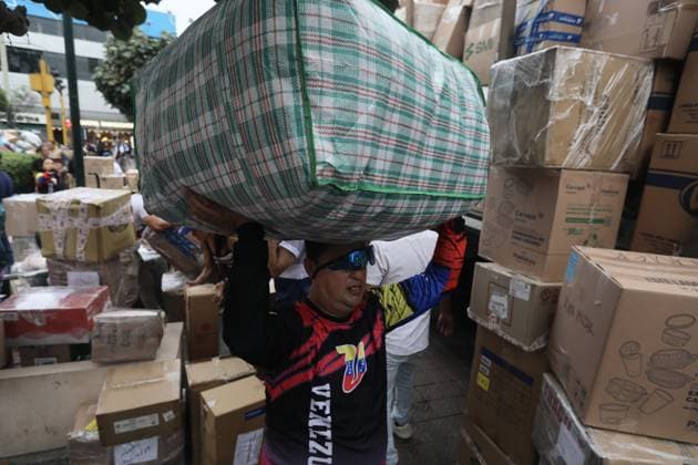 Humanitarian aid campaign launched in Lima for Earthquake Victims in Venezuela LIMA, PERU - JUNE 28: People gather at a collection center in Lima, Peru on June 28, 2026, to donate essential supplies, including food, clothing, and medicine, for families affected by the recent earthquakes in Venezuela. Organized by the Venezuelan community living in Peru, the humanitarian campaign called on residents and citizens to support the relief efforts for the disaster victims. Klebher Vasquez Anadolu Lima Peru. Editorial use only. Please get in touch for any other usage.  Copyright: x2026xAnadoluxKlebherxVasquezx
