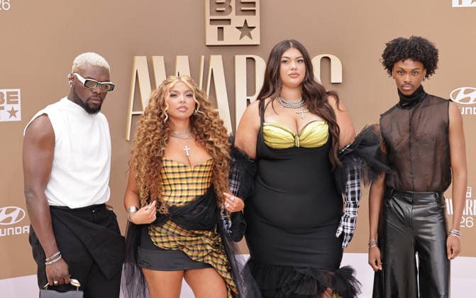BET Awards 2026 - Red Carpet Donzell Taggart, Aaliyah Larsen, Katie Roeder and Cameron Goode of SZN 4 attendsthe 2026 BET Awards at Peacock Theater on June 28, 2026 in Los Angeles, California. Los Angeles California United States Copyright: xCraSH imageSPACEx