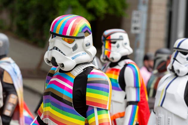 June 28, 2026, Seattle, Washington, USA: People dressed as stormtroopers prepare to march with a Star Wars themed contingent in the Seattle Pride Parade in downtown Seattle on Sunday, June 28, 2026. Seattle USA - ZUMAg235 20260628_zap_g235_036 Copyright: xPaulxChristianxGordonx