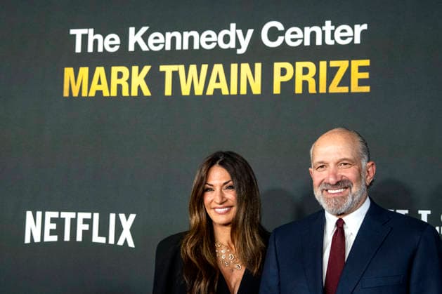 Allison Lutnick and U.S. Secretary of Commerce Howard Lutnick arrive on the red carpet before the 27th Mark Twain Prize for American Humor Award at the Kennedy Center for the Performing Arts in Washington DC on Sunday, June 28, 2026.  WAP20260628325 BONNIExCASH