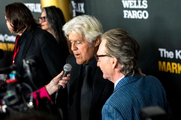 Bill Maher and Jay Leno arrive on the red carpet before the 27th Mark Twain Prize for American Humor Award at the Kennedy Center for the Performing Arts in Washington DC on Sunday, June 28, 2026.  WAP20260628342 BONNIExCASH