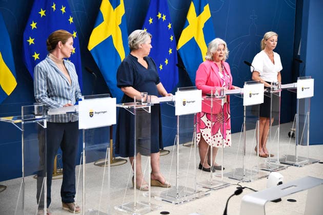 STOCKHOLM, SVERIGE 20260629 Lina Nordquist (L), Camilla Brodin (KD), socialtjänstminister Camilla Waltersson Grönvall (M) och Linda Lindberg (SD) presenterar regeringens nästa steg för att stärka rättssäkerheten inom socialtjänsten. STOCKHOLM SVERIGE x12060x *** STOCKHOLM, SWEDEN 20260629 Lina Nordquist L, Camilla Brodin (KD), Minister of Social Services Camilla Waltersson Grönvall (M), and Linda Lindberg (SD) present the government’s next steps to strengthen legal certainty within social services STOCKHOLM, SWEDEN x12060x  Copyright: xLarsxSchröder TTx PRESSTRÄFF RÄTTSÄKERHET INOM SOCIALTJÄNSTEN urUHQiFy9vM