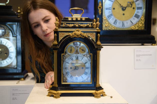 Bonhams Classics Week Sales at Bonhams, London, UK - 29 June 2026 A staff member views A fine and rare mid 18th century silver- and ormolu-mounted, quarter repeating ebony table clock of small size and wonderful proportion - Barkley and Colley, Graham s Successors, London (est. Â£25k - Â£35k) which is part of Bonhams Classics Week Sales on 30th June - 2nd July at Bonhams, London, England, UK on Monday 29 June, 2026., Credit:Justin Ng Avalon UK, England, London, Bonhams  Copyright: xJustinxNgx xAvalonx 1113334504