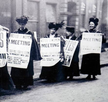 RECORD DATE NOT STATED Photograph of suffragettes protesting Photograph of suffragettes protesting in Britain. A suffragette was a member of militant women s organisations in the early 20th century who, under the banner Votes for Women , fought for the right to vote in public elections, known as women s suffrage. Editorial use only. All other uses to be cleared with the copyright owner (World History Archive), in advance., WHA_132_0005.jpg, Suffragettes; protest; Britain; women s rights; voting rights; suffrage movement; early 20th century; political activism; gender equality; feminist history; social change; women s suffrage; political demonstration; activism; historical protest; women s empowerment; civil rights; protest signs; equality; Copyright: xx