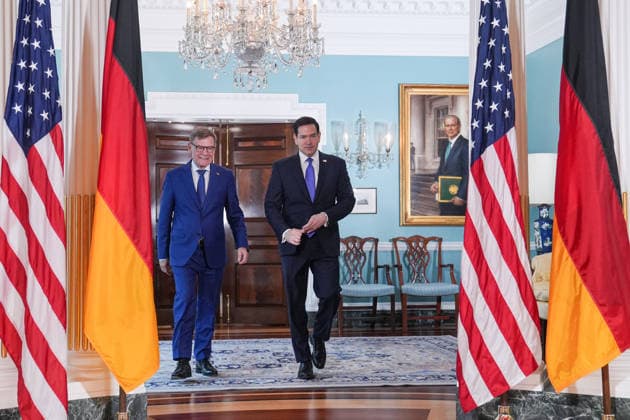 Marco Rubio meets with German Foreign Minister Johann Wadephul in Washington DC WASHINGTON DC, UNITED STATES - JUNE 29: U.S. Secretary of State Marco Rubio (R) meets with German Foreign Minister Johann Wadephul (L) at the Department of State in Washington DC, United States, on June 29, 2026. Mehmet Eser Anadolu Washington DC United States. Editorial use only. Please get in touch for any other usage.  Copyright: x2026xAnadoluxMehmetxEserx