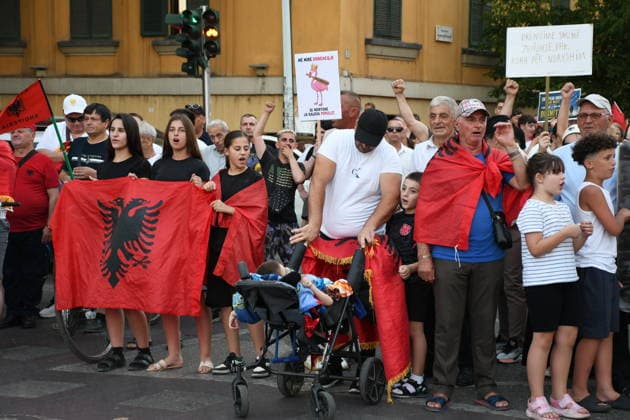 Protests in Albania hit 30th day over controversial Kushner-linked tourism project TIRANA, ALBANIA - JUNE 29: Protesters gather at Skanderbeg Square carrying banners and signs with the slogan Albania is not for sale as demonstrations continue on the 30th day against a planned tourism project in the Zvernec region of Vlora, in Tirana, Albania on June 29, 2026. Olsi Shehu Anadolu Tirana Albania. Editorial use only. Please get in touch for any other usage.  Copyright: x2026xAnadoluxOlsixShehux